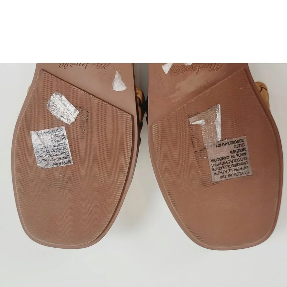 MADEWELL The Suzi Slide Sandal in Woven Leather in Toffee, sz 9.5